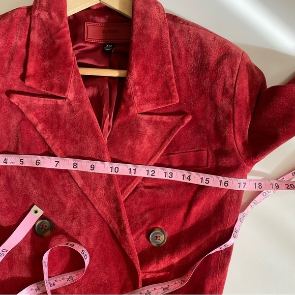 Anthropologie || Blank NYC Suede Leather Double Breasted Blazer Red XS NWT - Picture 6 of 10